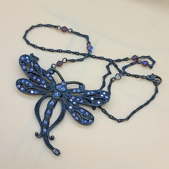 Circa 2010 SWEET ROMANCE "Dragonfly" Victorian Revival Crystal Pendant 🪻 - Picture 6 of 9